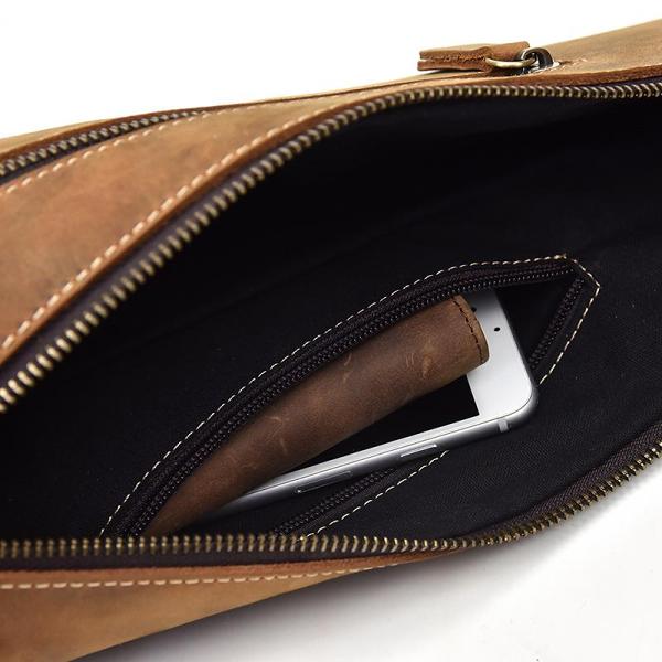 Handmade Leather Mens Cool Chest Bag Sling Bag Crossbody Bag Travel Bag Hiking Bag for men