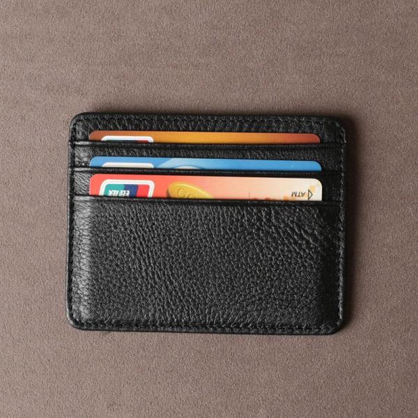Genuine Leather Mens Cool Slim Front Pocket Wallet Leather Wallet Men Small Wallets  for Men