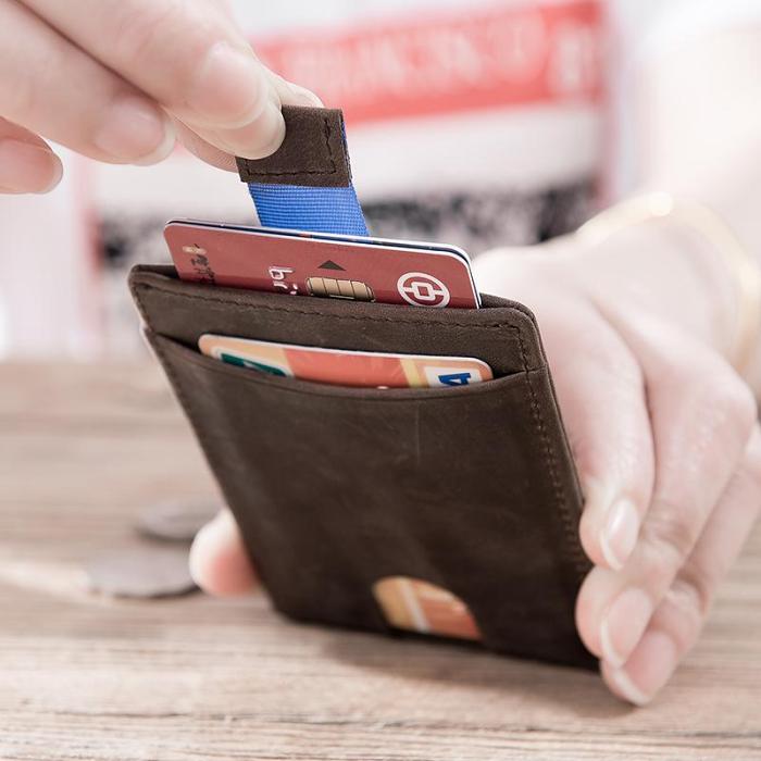 Handmade Leather Mens Cool Short Wallet Card Holder Small Card Slim Wallets for Men
