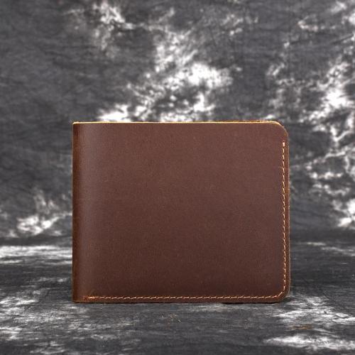 Vintage Mens Leather Slim Small Wallet Cool billfold Slim Bifold Wallets for Men