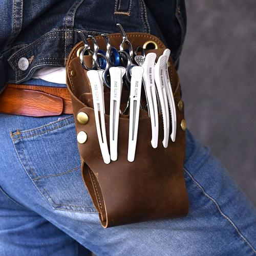 Vintage Leather Belt Pouch Men Hairstylist Tool barber pouch scissor case
