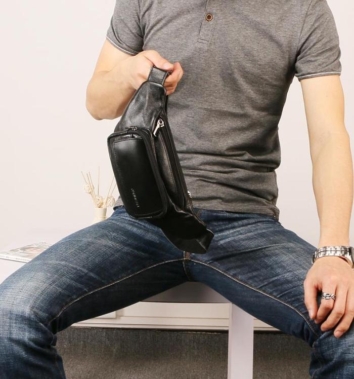 Leather Mens FANNY PACK MENS WAIST BAG HIP PACK BELT BAG FOR MEN