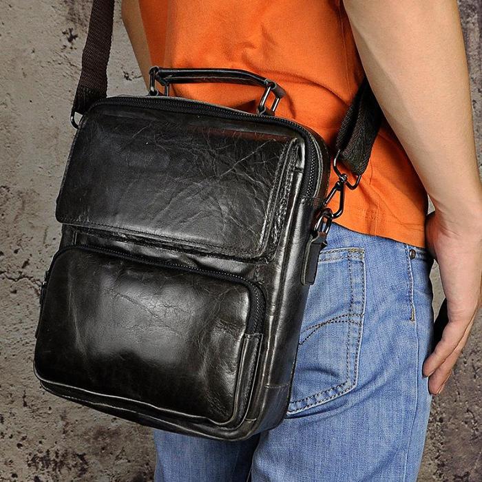 Cool Oiled LEATHER MENS Small Side Bag Small SHOULDER BAG HANDBAGS FOR MEN