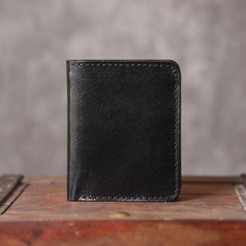 Handmade Leather Mens Cool Slim Leather Wallet Men Small Wallets Bifold for Men