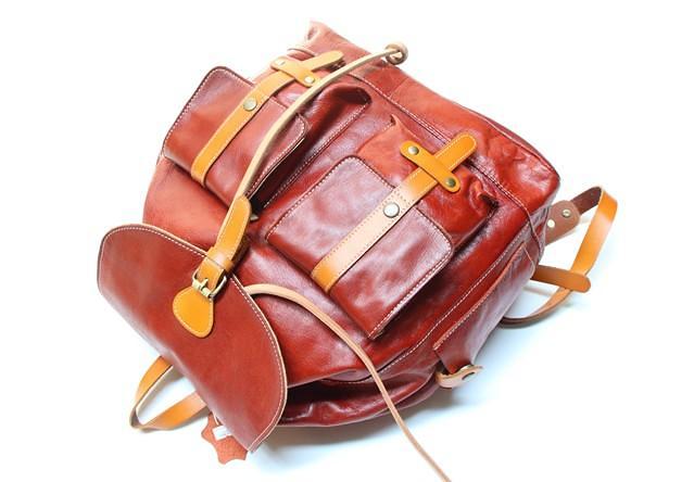 Cool Handmade Leather Mens Backpack Travel Backpacks Laptop Backpack for men