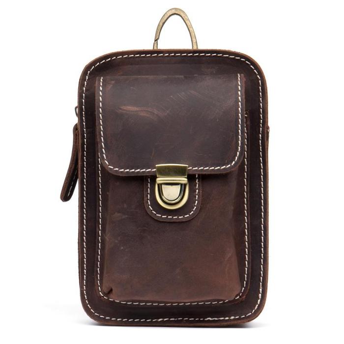Leather Belt Pouch Mens Small Cases Waist Small Bag for Men