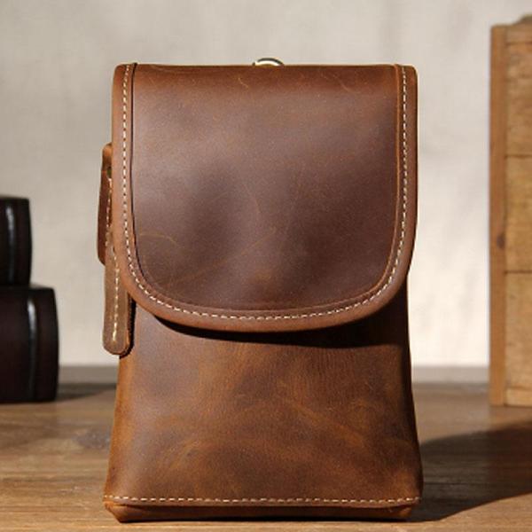 Leather Belt Pouch Mens Small Cases Waist Bag Hip Pack Belt Bag Fanny Pack Bumbag for Men