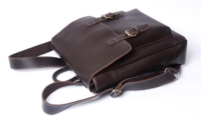 Genuine Leather Mens Cool Backpack Sling Bag Large Black Travel Bag Hiking Bag for men