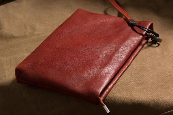 Cool Leather Mens Clutch Wristlet Bag Brown Zipper Clutch for Men
