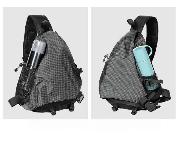 Black Leathette Travel Large Sling Bag For Big Men Cool Nylon Large Hiking Sling Bag For Big Men
