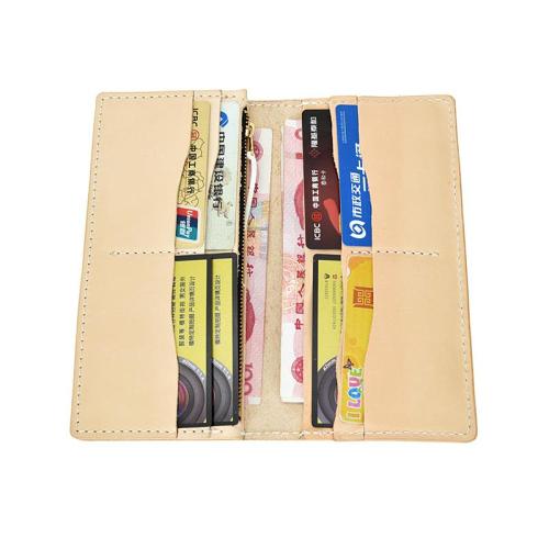Handmade Studded Mens Light Beige Leather Long Wallets Cool Bifold Long Wallet for Men