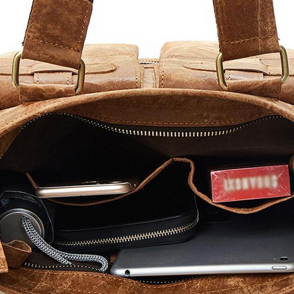 Cool Light Brown Vintage Leather Small Handbag Briefcase Fashion Work Bag For Men