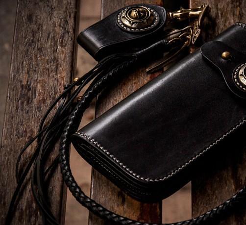 Handmade Leather Mens Chain Biker Wallet Cool Leather Wallet With Chain Wallets for Men