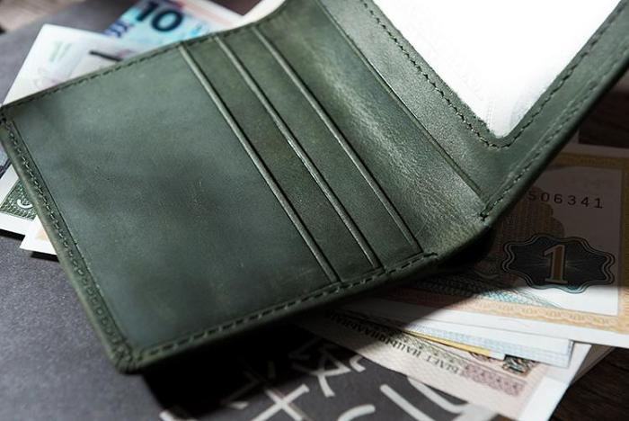 Handmade Leather Mens Cool Slim Leather Wallet Men Small Wallets Bifold for Men
