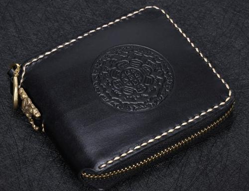 Handmade Leather Mens Chain Biker Wallet Cool Leather Wallet Small Wallets for Men