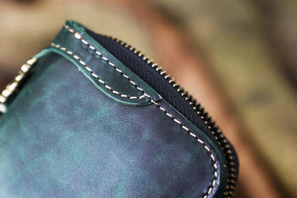 Green Leather Wristlet Wallet Mens Phone Wristlet Zip Around Wallet Cool Chain Wallet