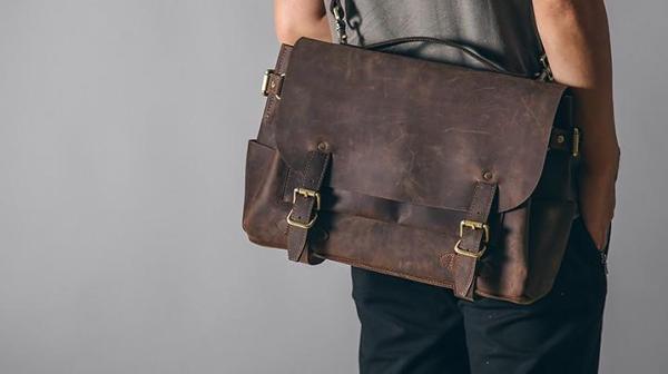 Handmade Leather Mens Cool Messenger Bag Briefcase Work Bag Business Bag Laptop Bag for men