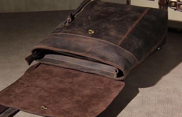 Handmade Genuine Leather Shoulder Bag Vintage Brown Mens Cool Backpack Travel Bag for men