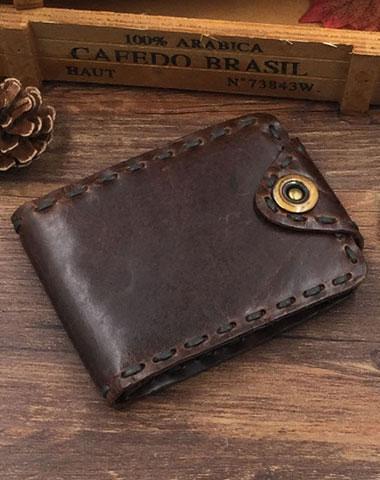 Handmade Cool Leather Small Mens Wallet Bifold billfold Wallet for Men