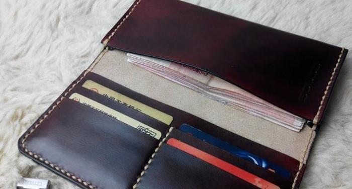 Vintage Leather Mens Bifold Long Wallet Leather Long Wallets for Men