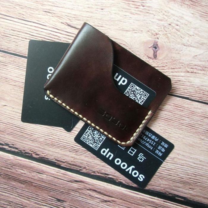 Handmade Leather Mens Slim Front Pocket Wallets Leather Cards Wallet for Men