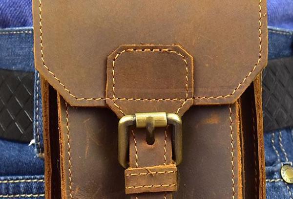 MEN LEATHER Belt Pouch WAIST BAG HIP PACK BELT BAG CELL PHONE HOLSTERS