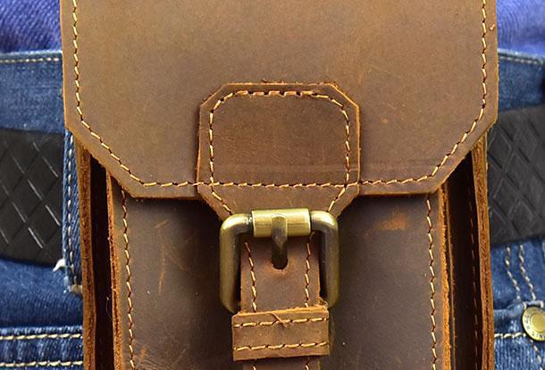 MEN LEATHER Belt Pouch WAIST BAG HIP PACK BELT BAG CELL PHONE HOLSTERS