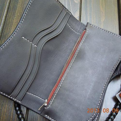 Handmade Leather Biker Wallet Mens Cool Chain Wallet Trucker Wallet with Chain