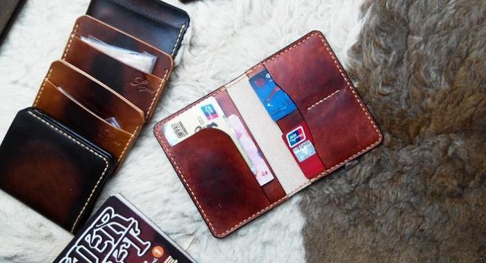 Handmade Leather Mens Small Passport Wallets Travel Wallets for Men
