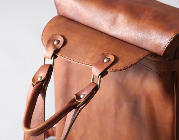 Handmade Leather Mens Cool Backpack Sling Bag Large Travel Bag Hiking Bag for Men