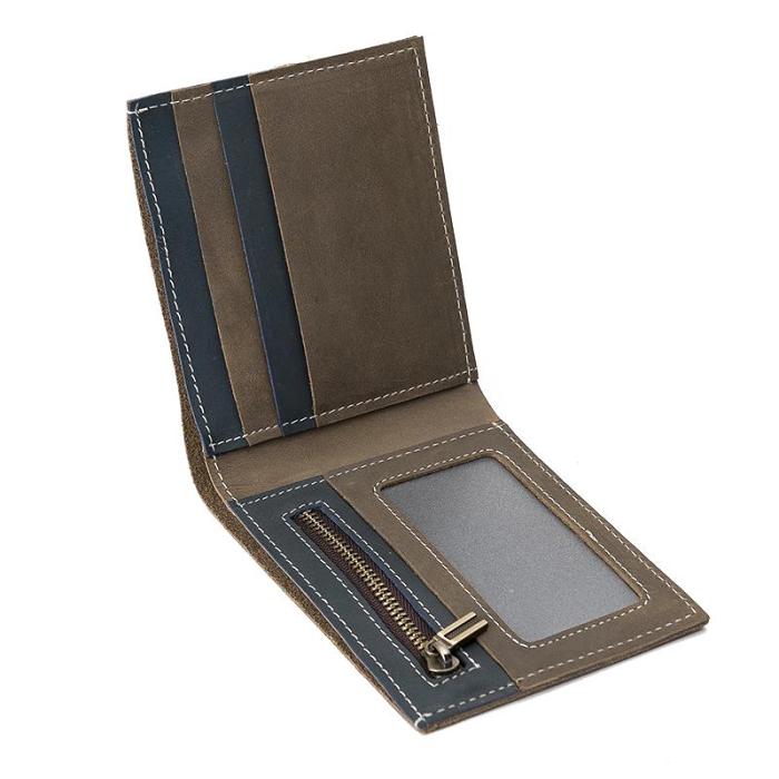 Handmade Leather Mens Cool Slim Leather Wallet Men Small Wallets Bifold for Men