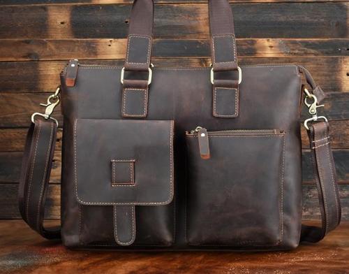 Cool Leather Briefcase 13inch Handbag Work Bag Business Bag Shoulder Bag For Men
