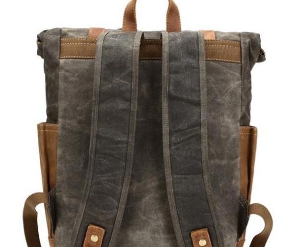 Waxed Canvas Backpack Army Green Travel Waxed Canvas Rucksack for Men Women