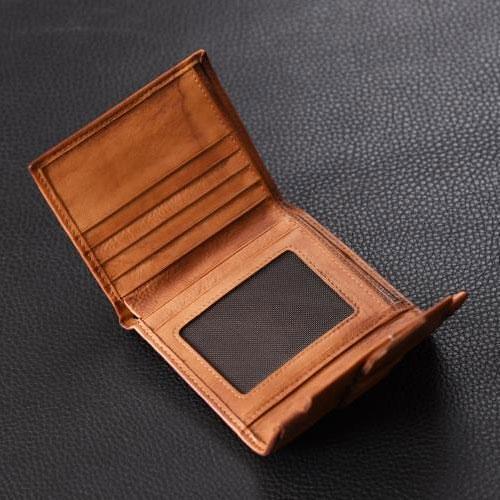 Handmade Mens Cool billfold Leather Wallet Men Small Slim Wallets Bifold for Men