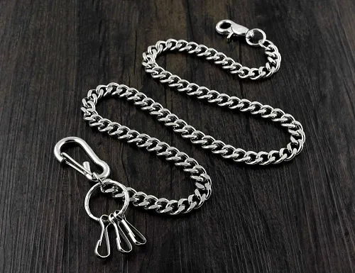 BADASS SILVER STAINLESS STEEL MENS Key Chain PANTS CHAIN WALLET CHAIN BIKER WALLET CHAIN FOR MEN