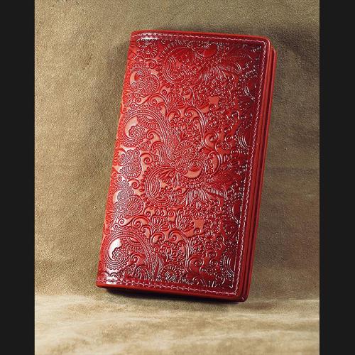 Handmade Leather Tooled Trifold Henna Floral Mens Long Wallet Cool Leather Wallet Clutch Wallet for Men
