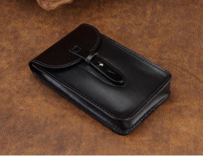 Cool Leather Mens Biker Cell Phone Holster Belt Pouch Side Bag Shoulder Bag for Men