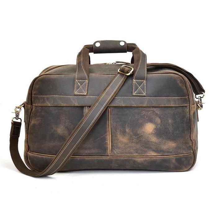 Cool Leather Vintage Mens Weekender Bag Travel Bag Duffle Bag for Men