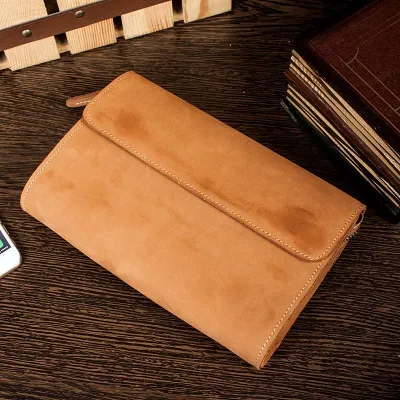 Khaki Cool Mens long Wallet Wristlet Wallets Clutch Wallet Dark Brown Long allets for MenW