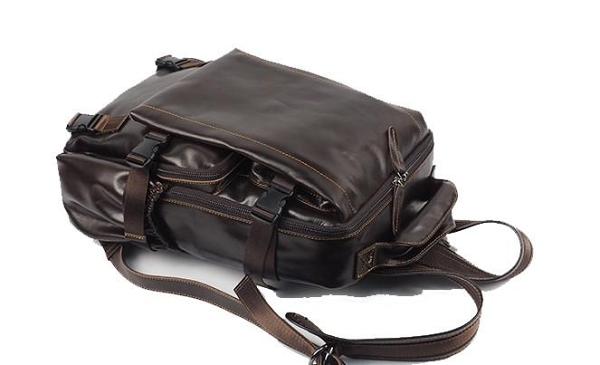 Cool Mens Leather 15inch Laptop Backpack Satchel Backpack Leather School Backpack for Men