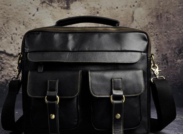 Vintage Leather Mens Briefcases Laptop Bags Business Bag Work Bag for Men