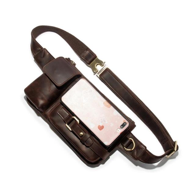 Top Leather Fanny Pack Men's Leather Chest Bag Belt Bag Leather Waist Bag For Men
