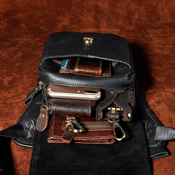 Leather Drop Leg Bag Belt Pouch Mens Waist Bag Shoulder Bag for Men