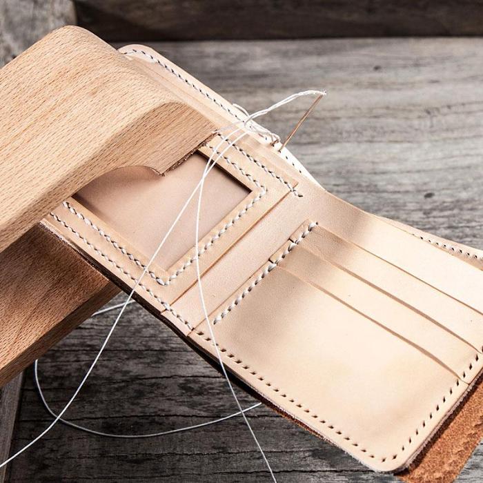 Handmade Vintage Leather Mens Small Wallet Bifold Wallet for Men