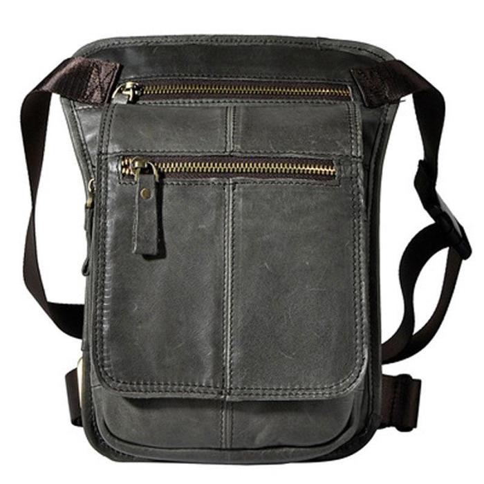 Cool Biker Mens Leather Drop Leg Bag Belt Pouch Waist Bag Side Bag Shoulder Bag for Men