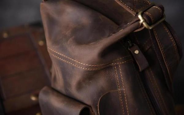 Genuine Leather Mens Cool Chest Bag Sling Bag Crossbody Bag Travel Bag Hiking Bag for men