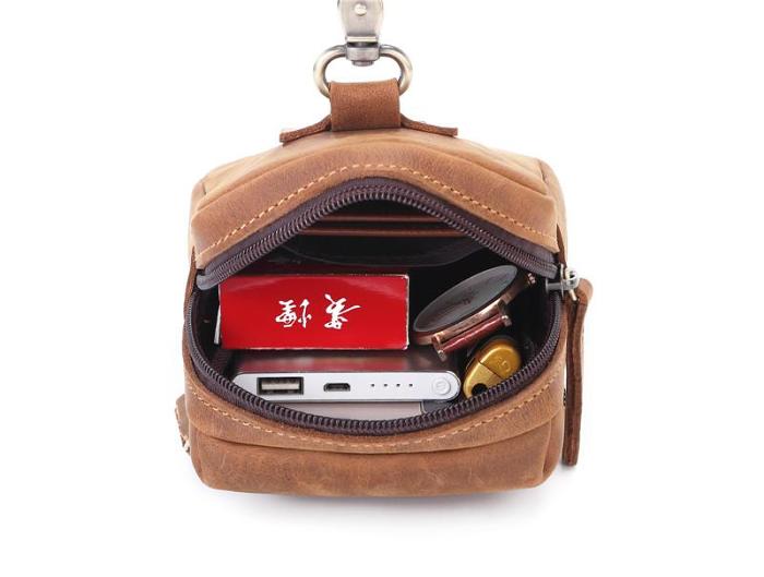 Cool Brown Leather Men's Cell Phone Holster Brown Belt Bag Belt Pouch For Men