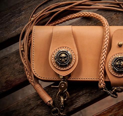 Handmade Leather Mens Chain Biker Wallet Cool Leather Wallet With Chain Wallets for Men