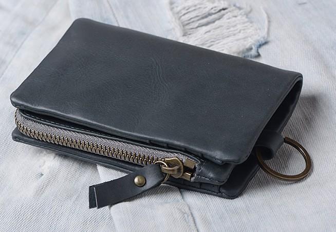Handmade Mens Cool Leather Small KeyChain Wallet Men Small Wallet for Men
