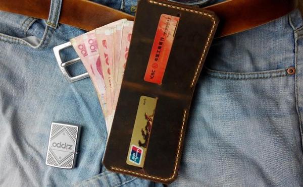 Leather Mens Slim Front Pocket Bifold Brown Small Wallets Card Wallet for Men